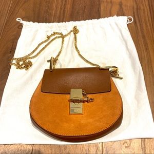 Chloe Mini Drew Shoulder Bag in Bicolor and Suede